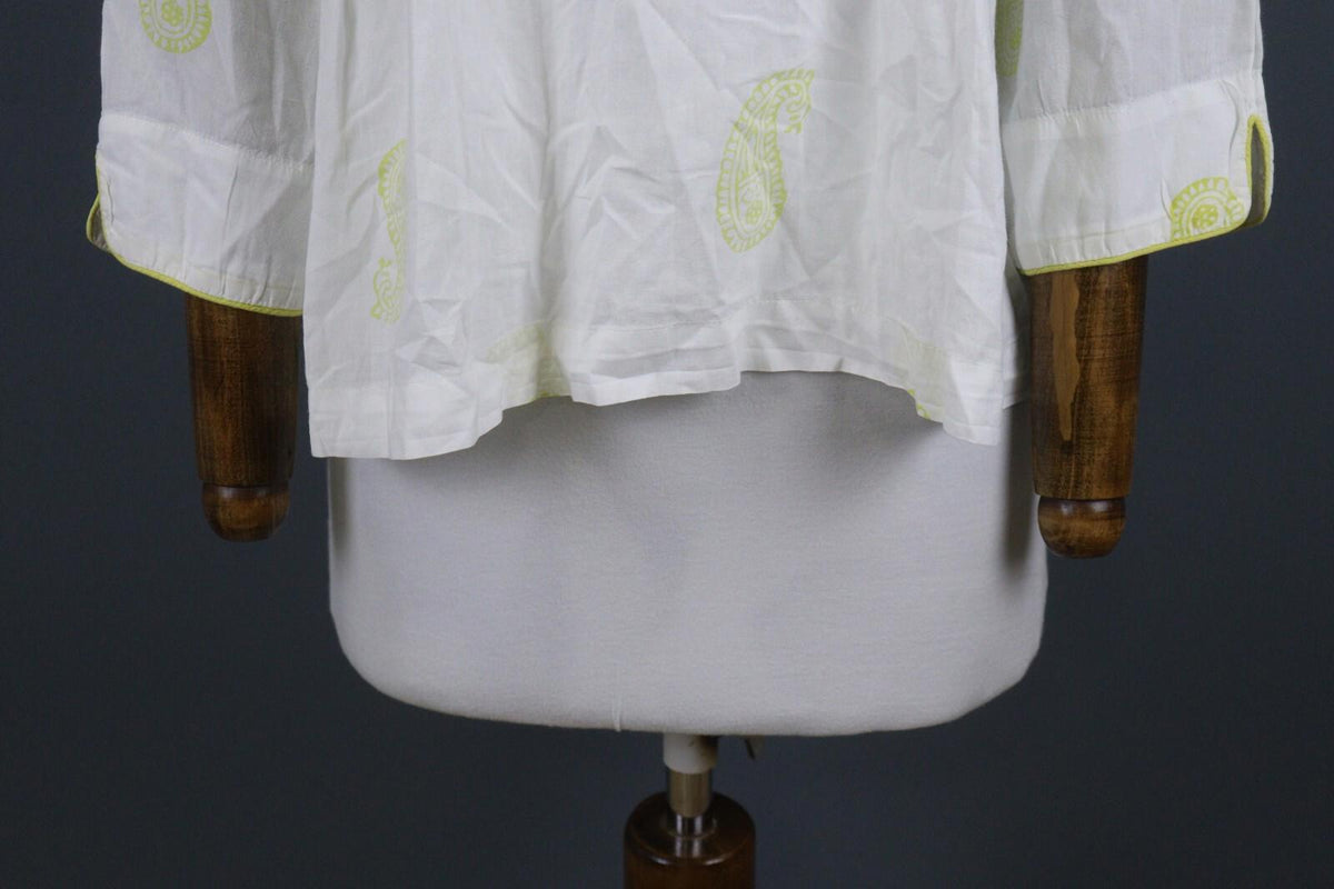 TOAST White Yellow Casual Comfortable 3/4 Sleeve Pleated Top Blouse – Size 12