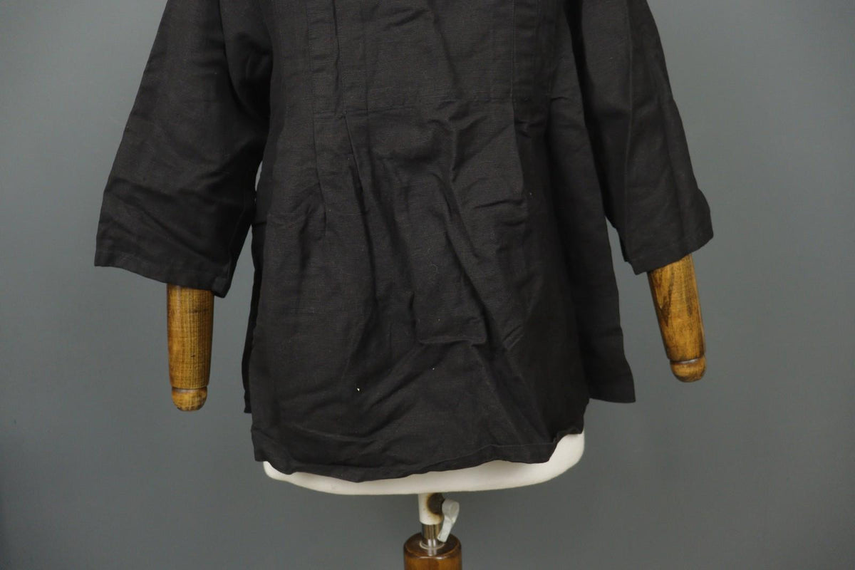 GUDRUN SJÖDEN Black Linen Pockets 3/4 Sleeve Button Front Blouse Top – Size S