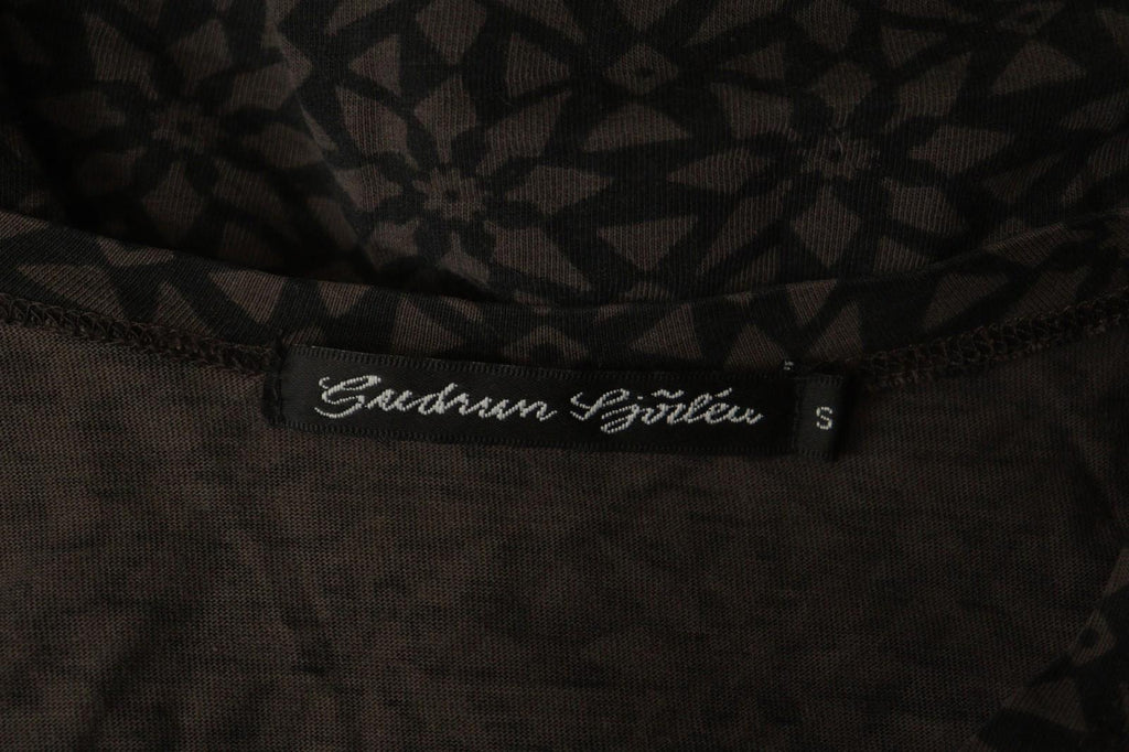 GUDRUN SJODEN Brown Printed Long Sleeve Round Neck Tunic Blouse Top – Size S