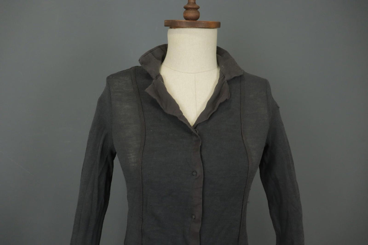 ANNETTE GORTZ Black Wool Collared Long Sleeve Button Front Shirt Top – Size XS