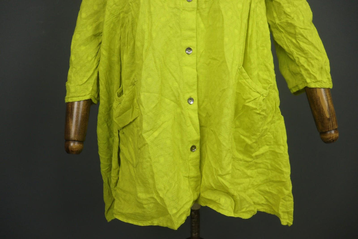 GUDRUN SJODEN Lemon Regular Fit Long Sleeve Button Front Shirt Dress – Size M