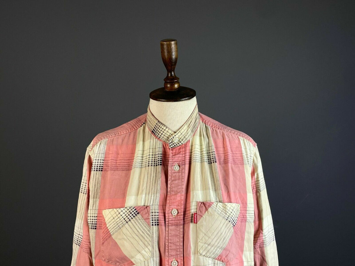 Supreme Pink Check Double Pocket Long Sleeve Button Up Shirt – Men's M