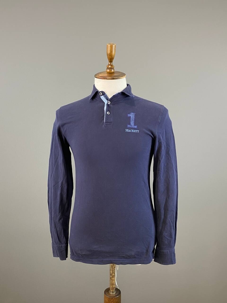 Hackett London Blue #1 Elbow Patches Long Sleeve Rugby Polo Shirt – Size XS – Used