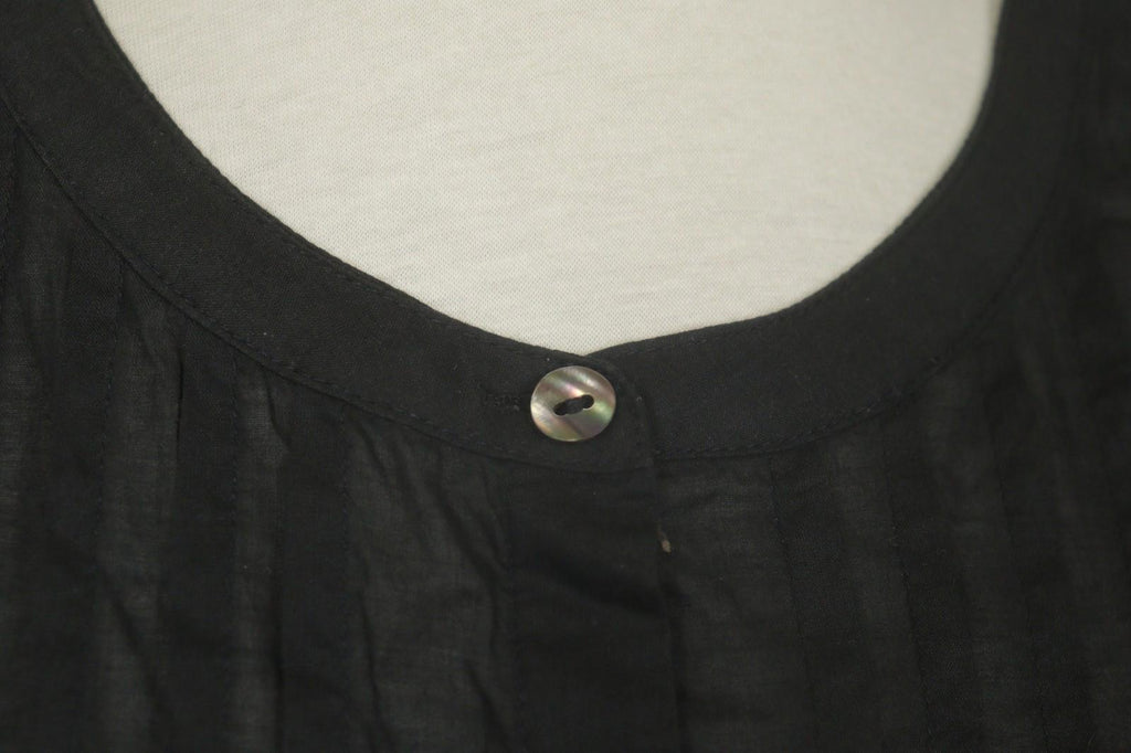 GUDRUN SJODEN Black Cotton Pintuck 3/4 Sleeve Button Front Shirt Dress – Size S