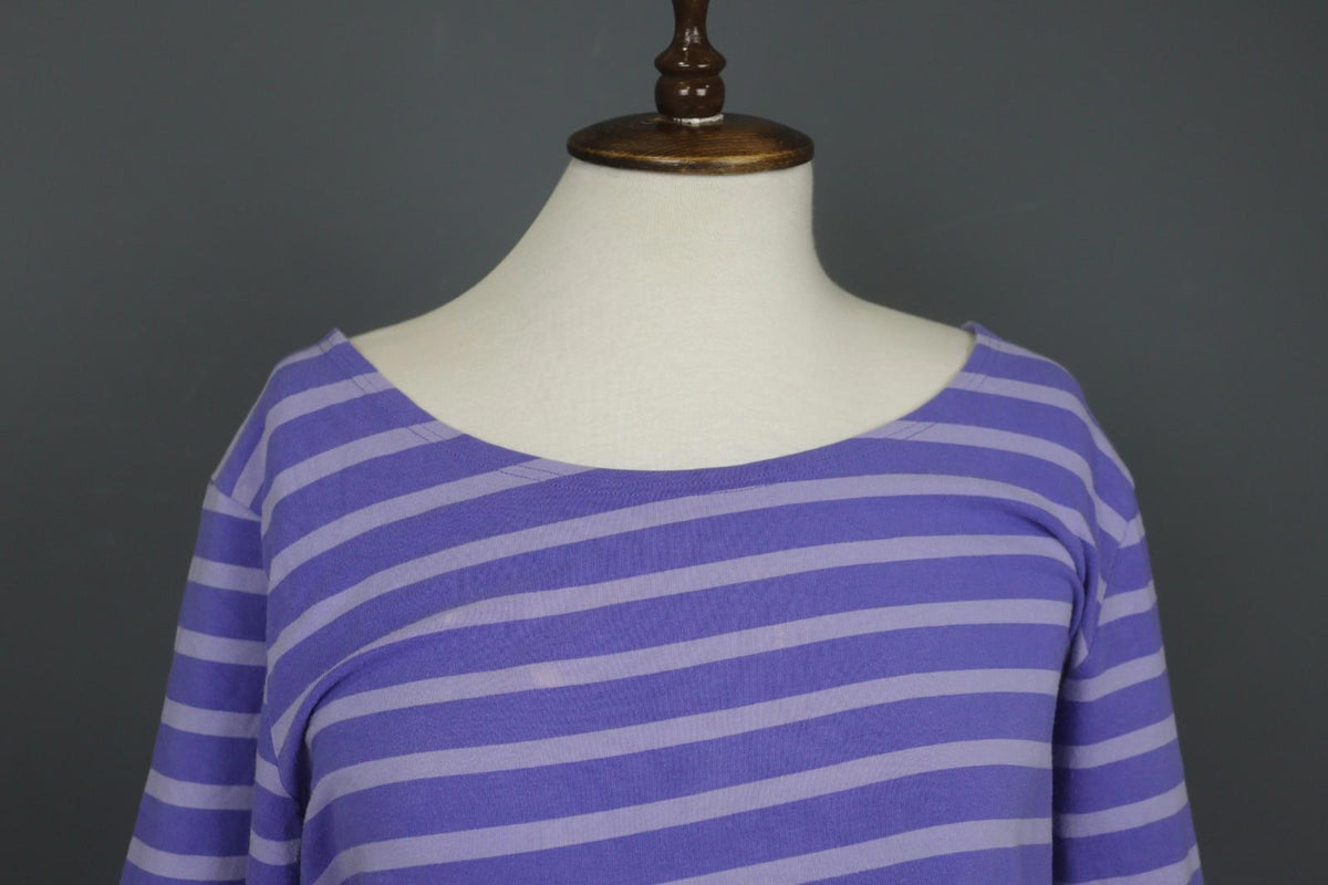 GUDRUN SJODEN Multi Stripe Cotton Long Sleeve Round Neck Pullover Tunic Top Sz L