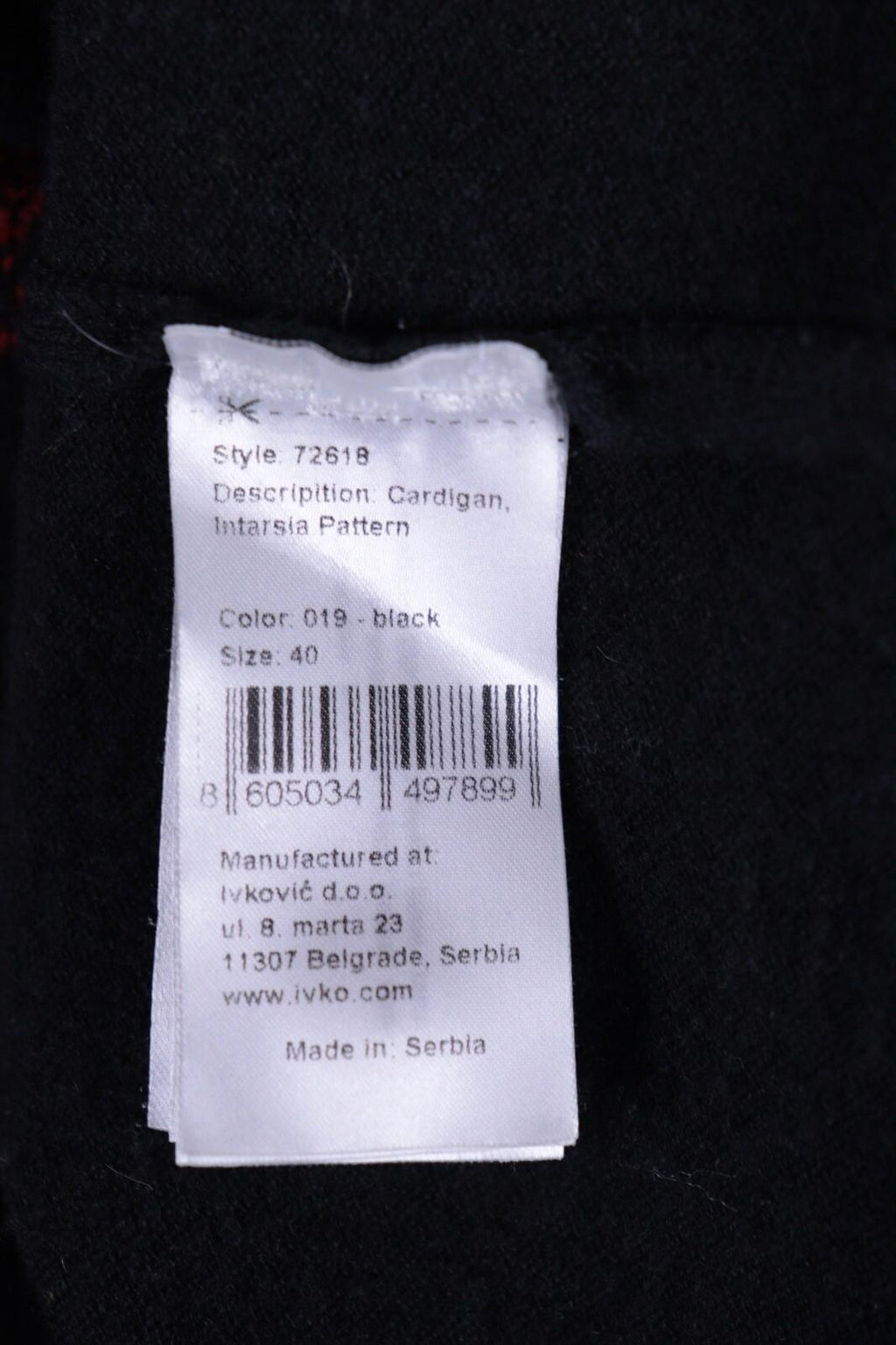 IVKO Black Intarsia Pattern Wool Floral Knit Sweater – Size 40 / S