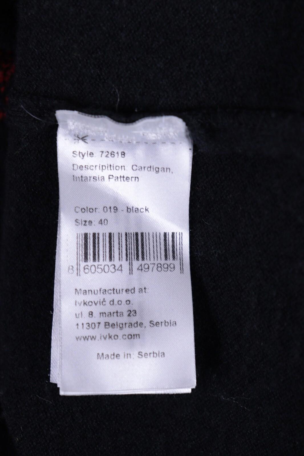 IVKO Black Intarsia Pattern Wool Floral Knit Sweater – Size 40 / S