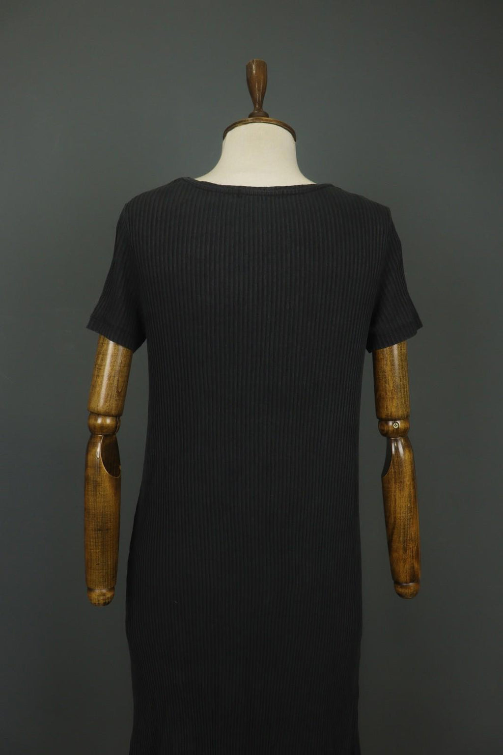 GUDRUN SJODEN Black Lyocell Short Sleeve Round Neck Pullover Shift Dress – Size M