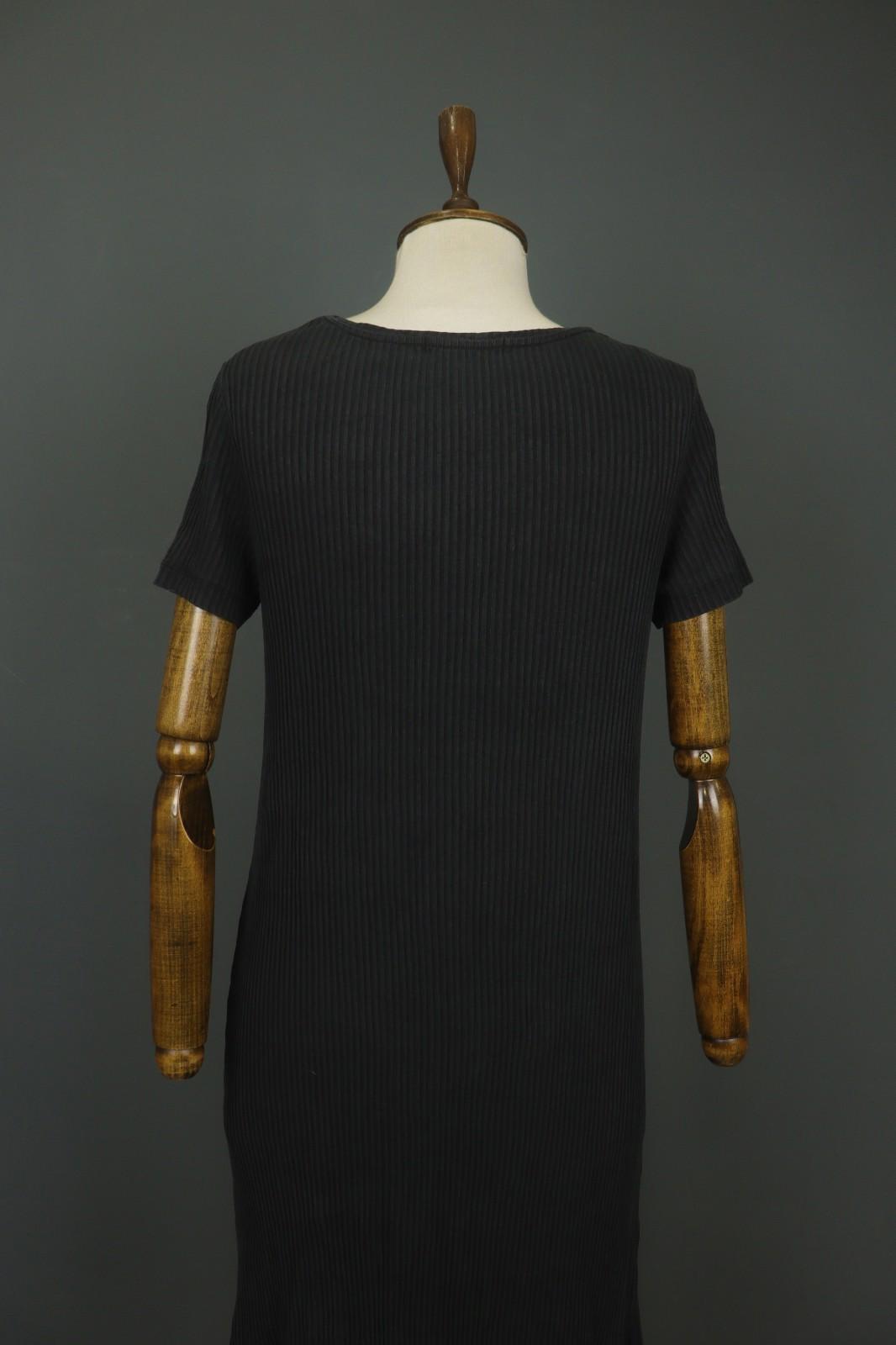 GUDRUN SJODEN Black Lyocell Short Sleeve Round Neck Pullover Shift Dress – Size M