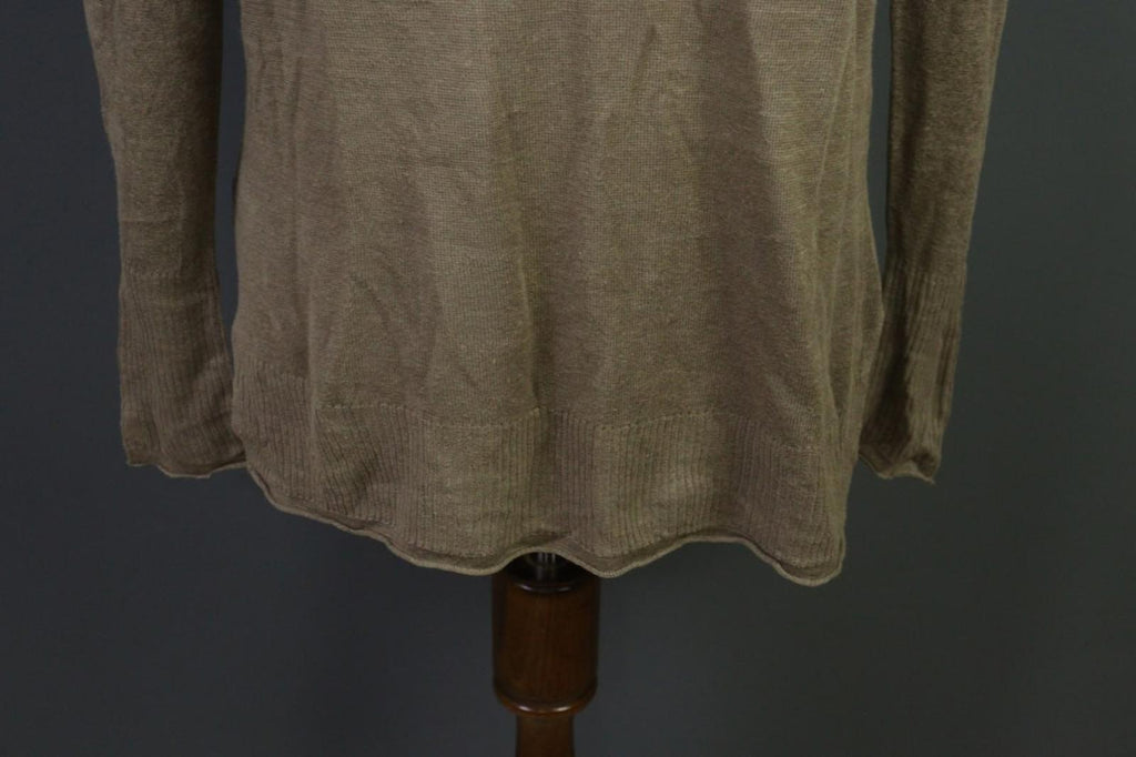 GUDRUN SJODEN Brown Linen Knit Crew Neck Raglan Sleeve Pullover Sweater – Size S