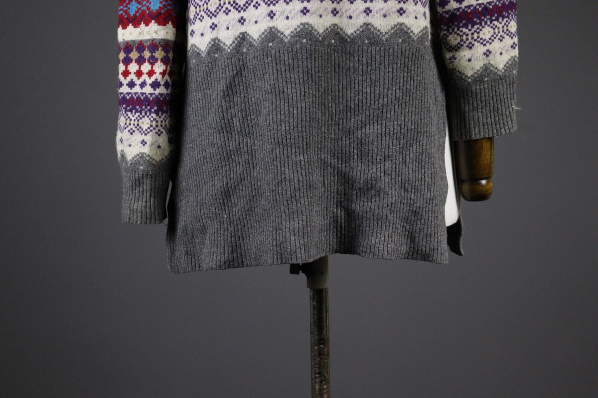 LOVE MOSCHINO Colorful Fair Isle Knit Hoodie Sweater – Size 42