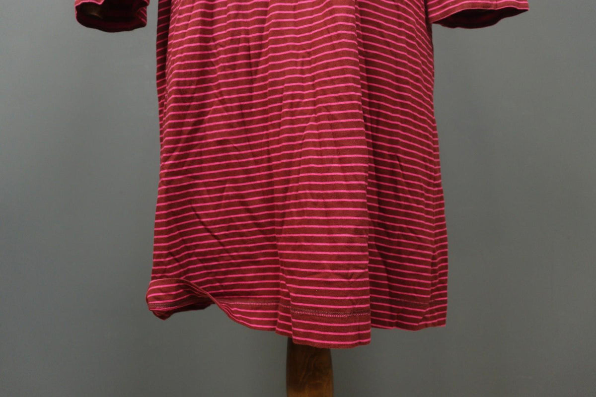 GUDRUN SJÖDEN Burgundy Pink Stripe Organic Cotton Long Sleeve Shift Dress – Size L