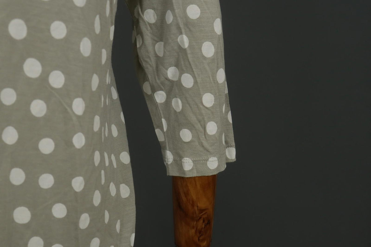 GUDRUN SJODEN Gray Polka Dot Lyocell Long Sleeve Round Neck Blouse Top – Size L