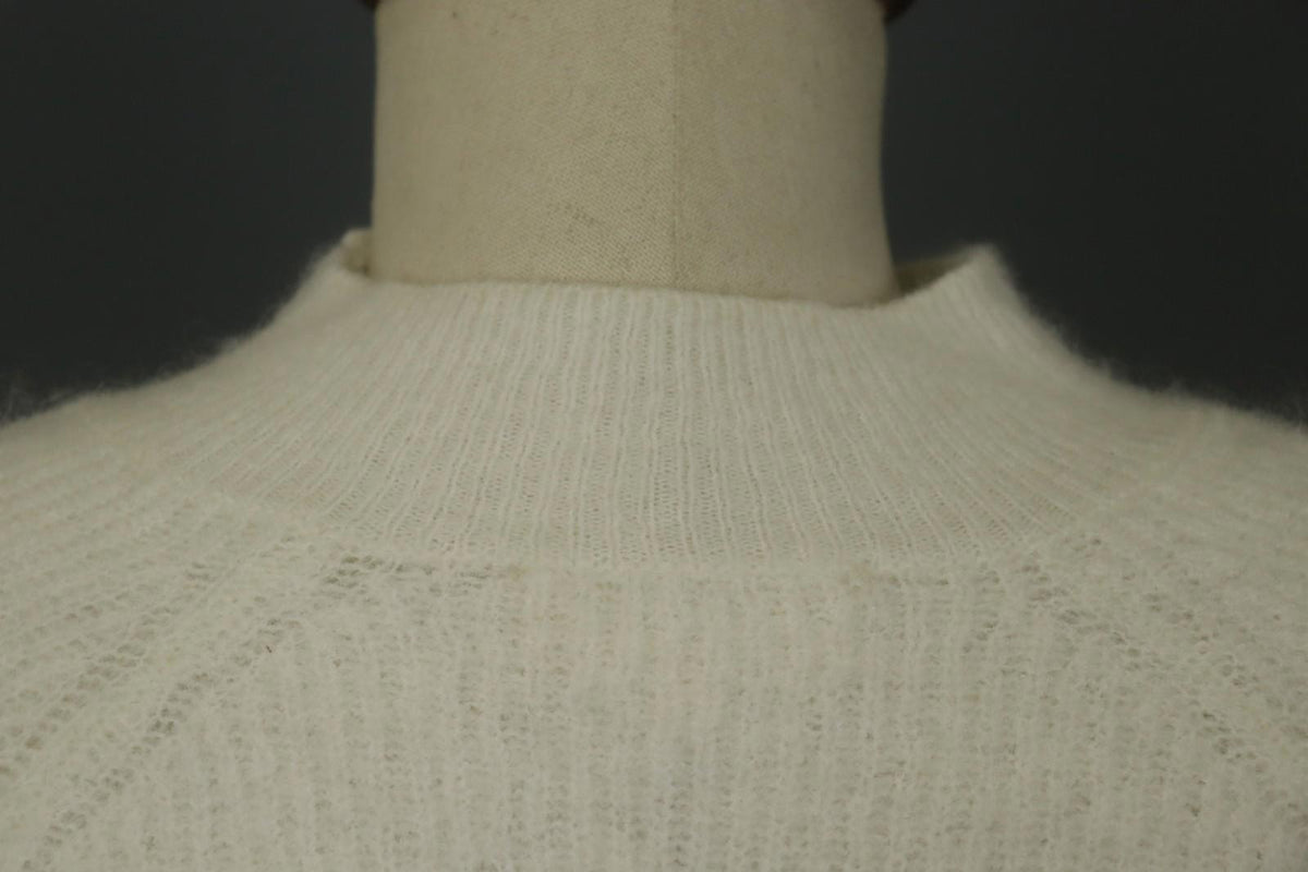 LA MAILLE SÉZANE White Knitted Long Sleeve Mock Neck Button Front Sweater – Size S