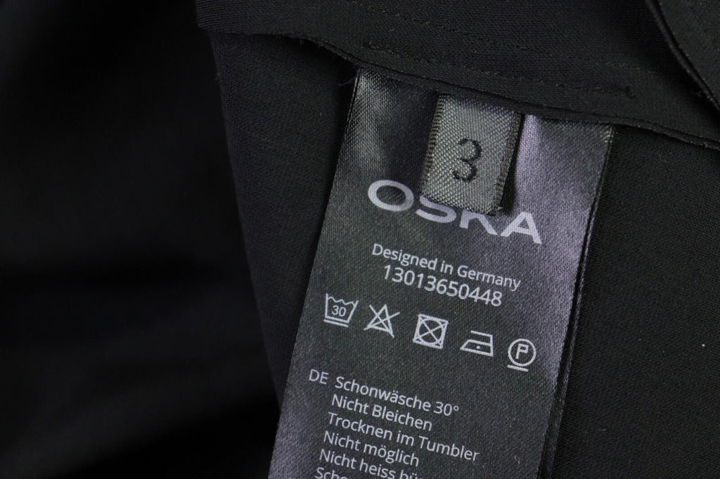 OSKA Black Short Sleeve Button Scoop Neck A-Line Blouson Dress – Size 3