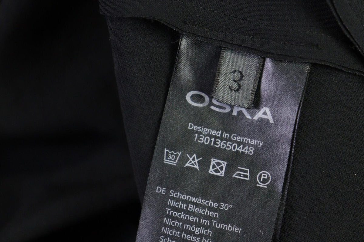 OSKA Black Short Sleeve Button Scoop Neck A-Line Blouson Dress – Size 3