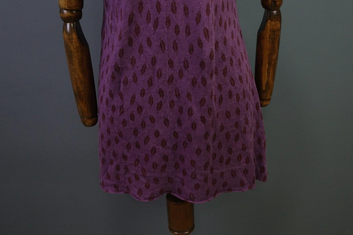 GUDRUN SJODEN Purple 100%Linen Round Neck Short Sleeve Sweater Dress – Size S