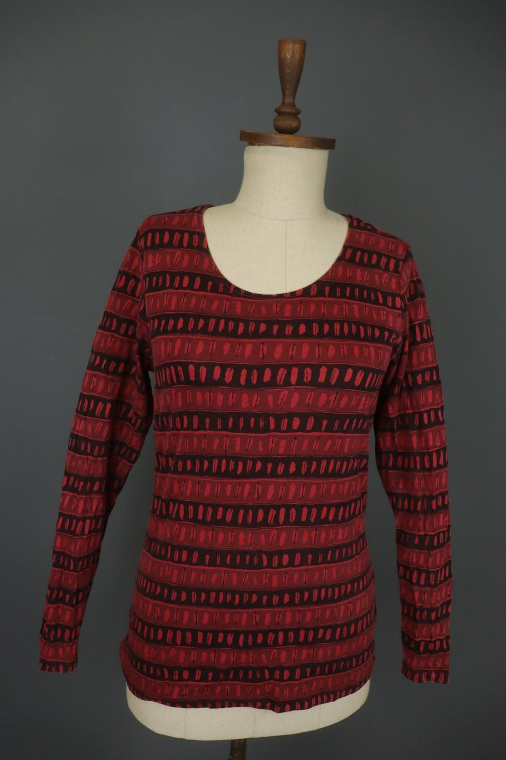 GUDRUN SJODEN Multicolor Striped Long Sleeve Round Neck Pullover Blouse Top Sz M
