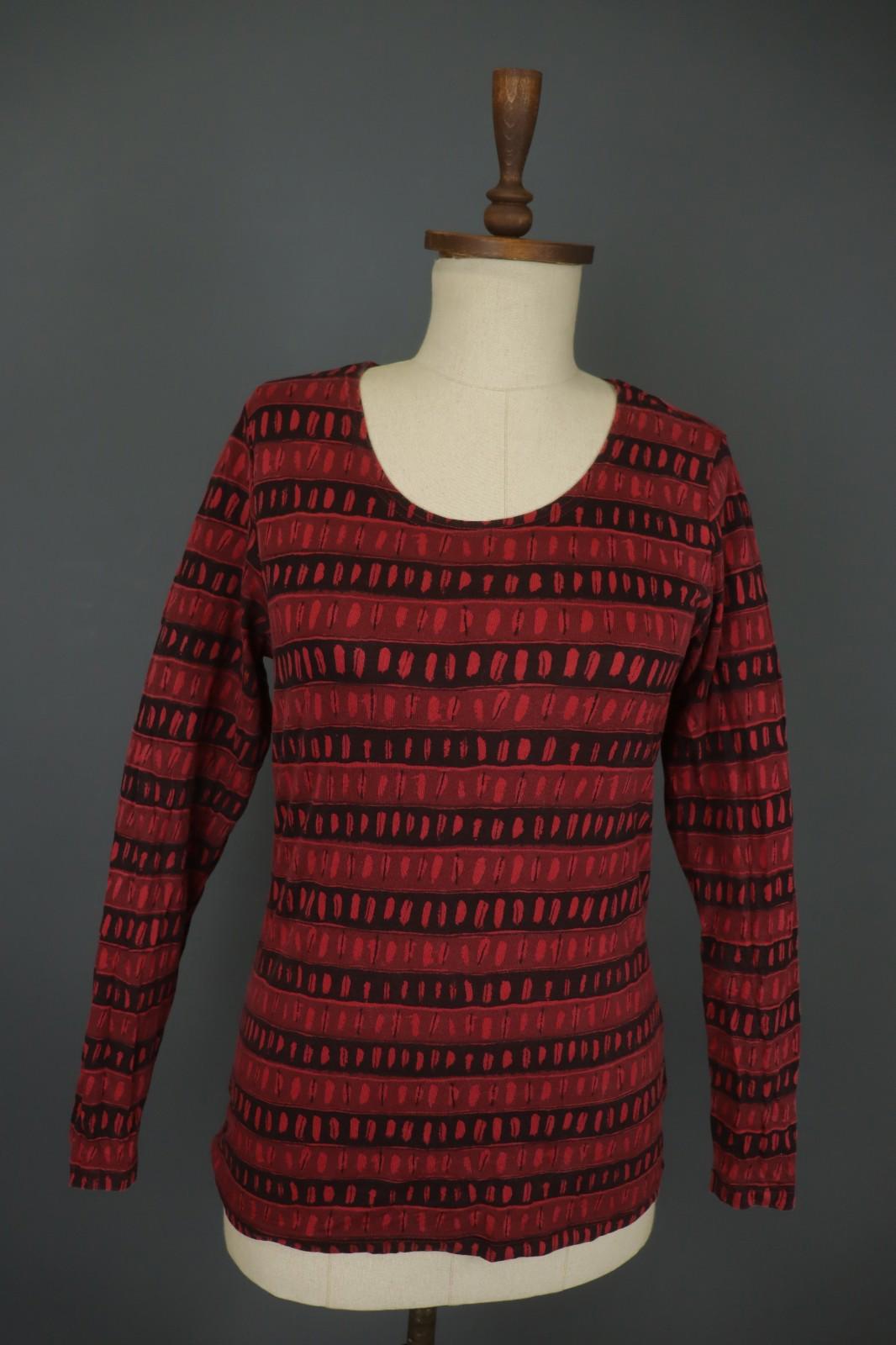 GUDRUN SJODEN Multicolor Striped Long Sleeve Round Neck Pullover Blouse Top Sz M