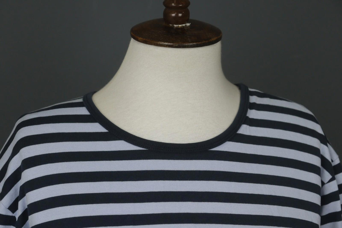 MARIMEKKO PITKAHIHA Navy Blue Striped Long Sleeve Round Neck Pullover Blouse Top