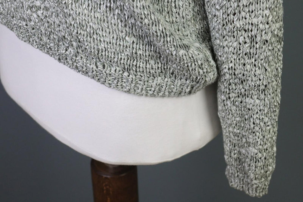ANNETTE GORTZ Gray Open Knit Crew Neck Knit Sweater – Size M