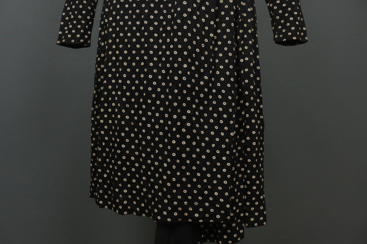 GUDRUN SJODEN Black Polka Dot Modal Long Sleeve Tie Waist Wrap Dress – Size M
