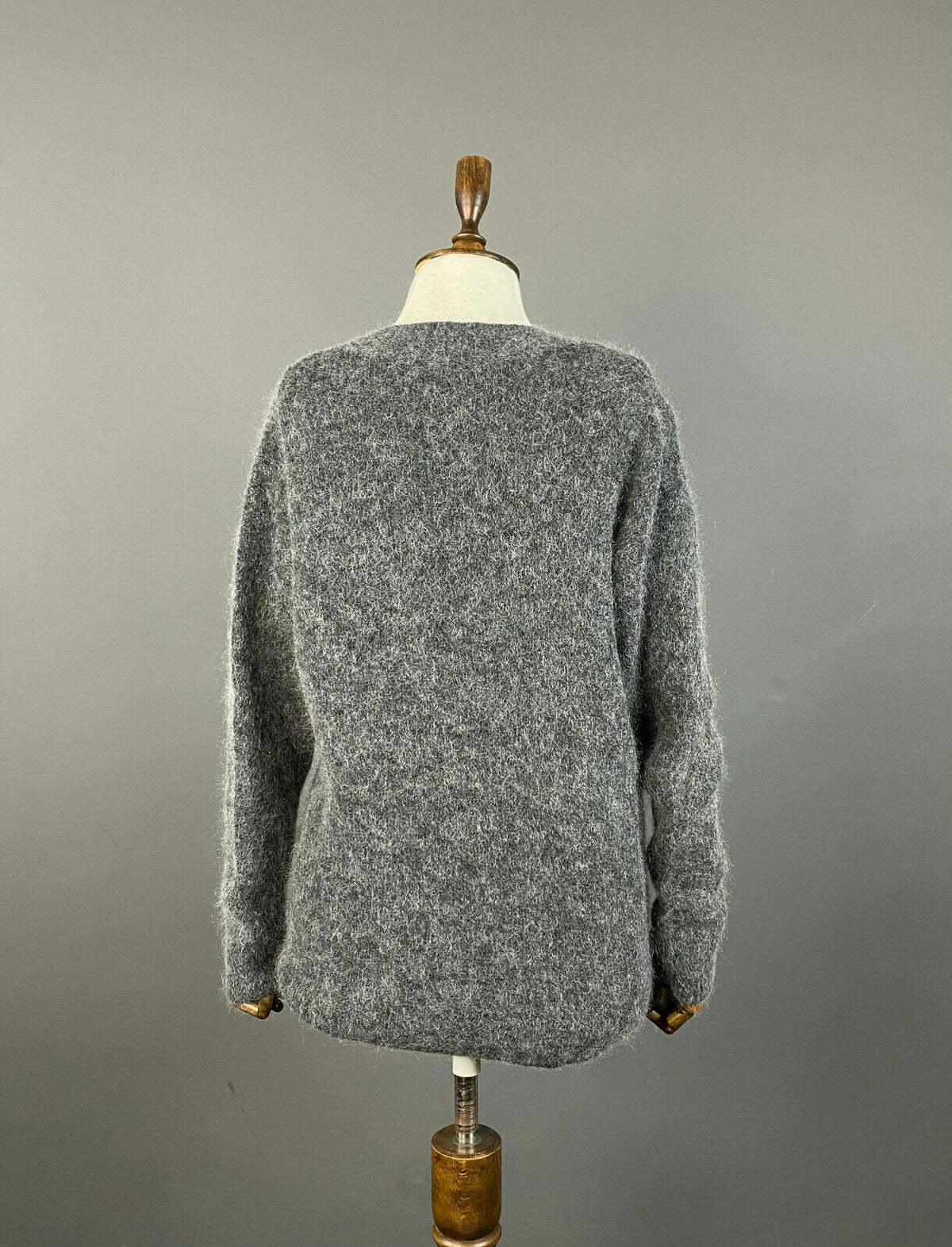 Ganni Grey V-Neck Mohair Wool Sweater – Women's XS