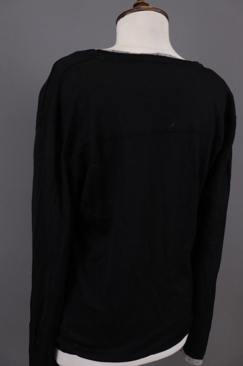 VERSACE COLLECTION Black Merino Wool Knit Long Sleeve Top Tunic Shirt – Size M