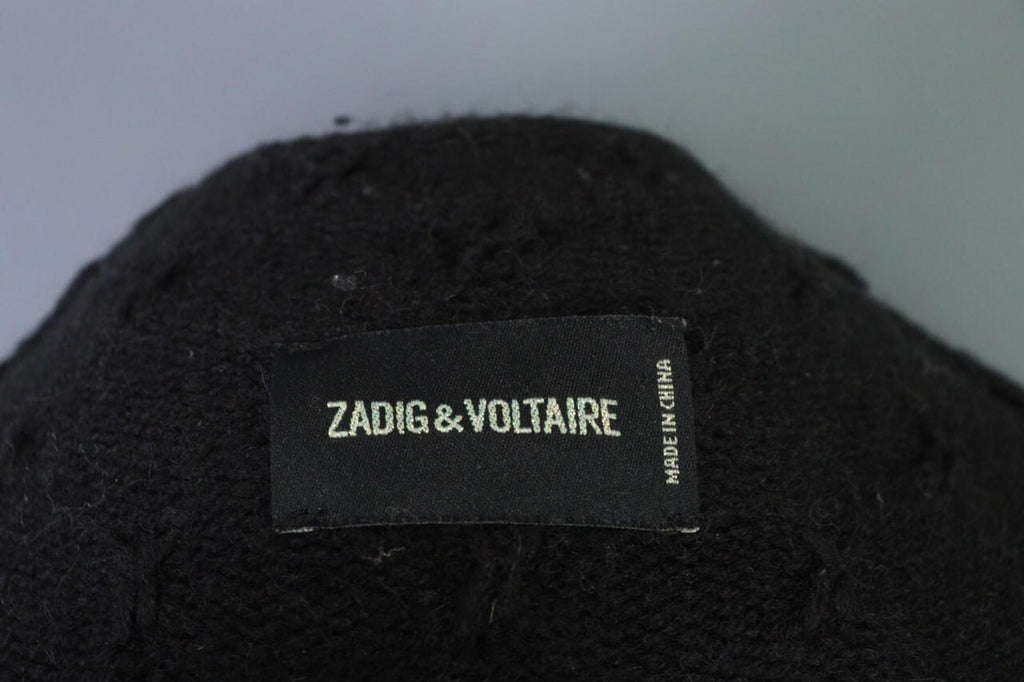 ZADIG & VOLTAIRE DAPHNEE ALN Black Alpaca Wool Wrape Cardigan Sweater – Size S – Used