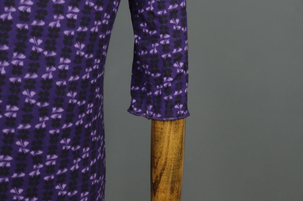 GUDRUN SJODEN Purple Viscose Floral 3/4 Sleeve Round Neck Blouse Top – Size L
