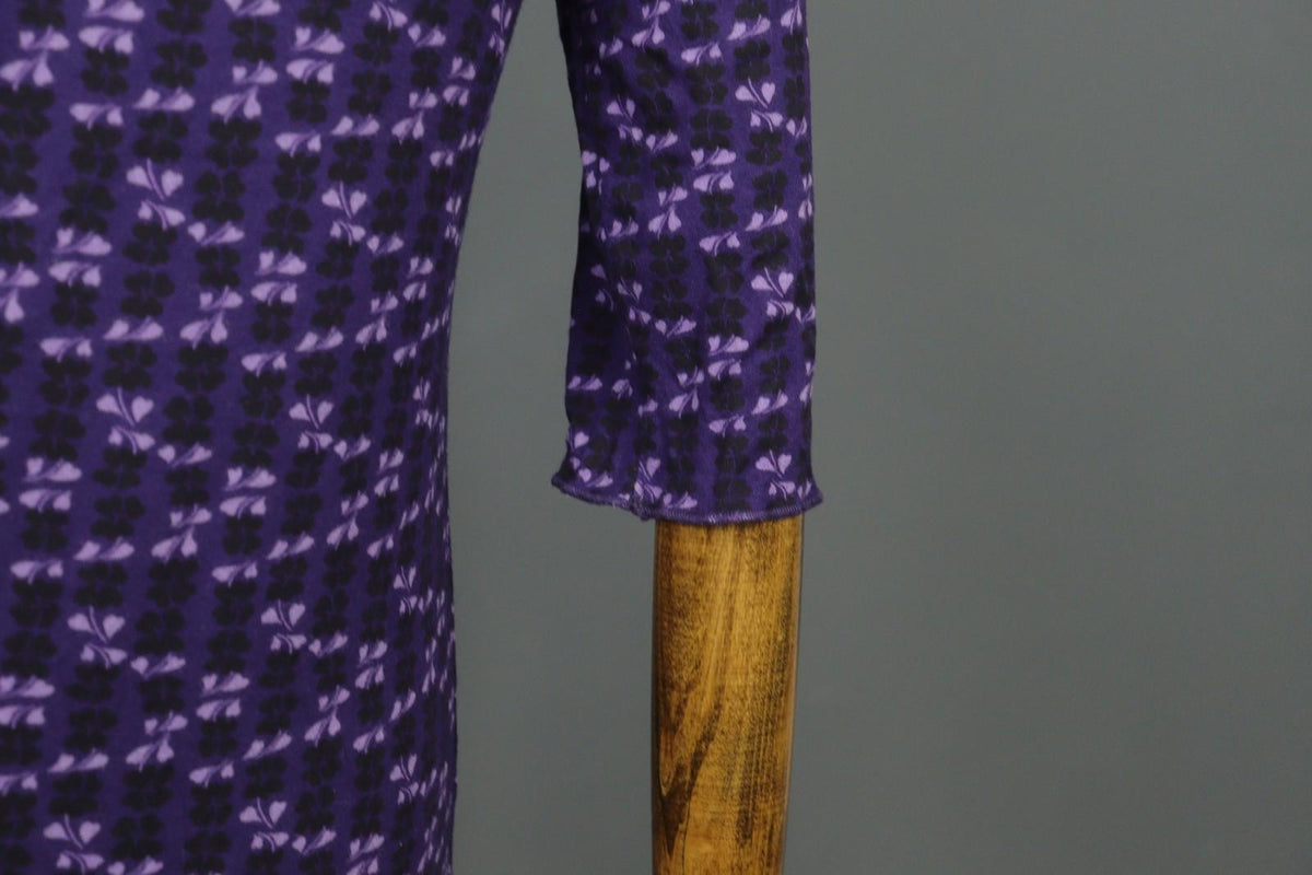 GUDRUN SJODEN Purple Viscose Floral 3/4 Sleeve Round Neck Blouse Top – Size L