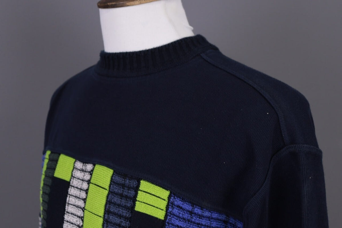 Carlo Colucci Sport Black Geometric Cotton Knit Sweater – Size M