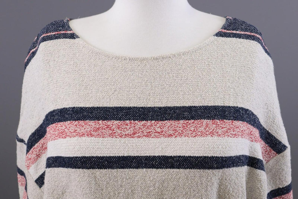 Used BA&SH ZOLA Beige Striped 3/4 Sleeve Cropped Sweater – Size 1