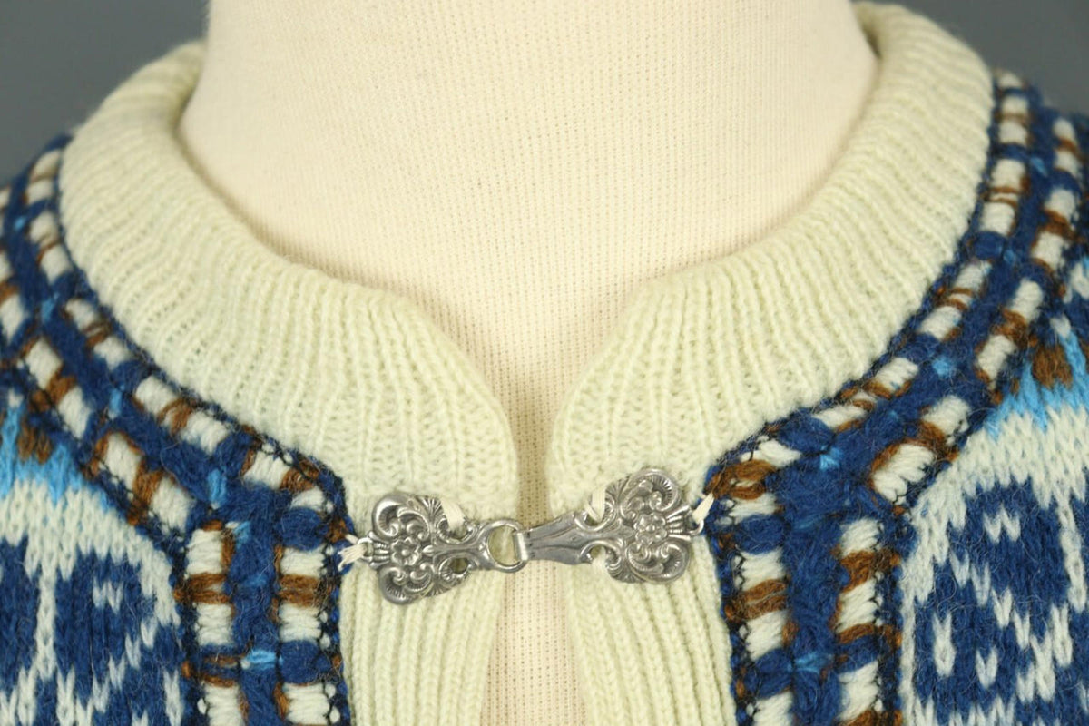 NORLAENDER Sportswear Beige Fair Isle Wool Knit Clasp Ski Cardigan Sweater 50 [COPY]