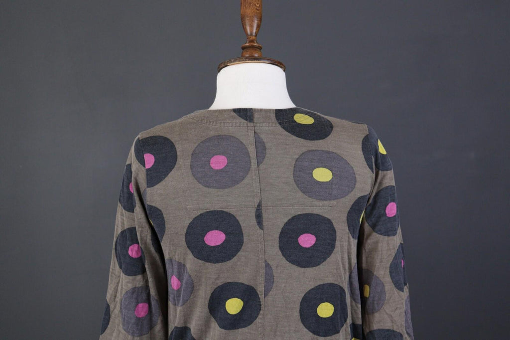 GUDRUN SJODEN Brown Dotted Silk Oversized 3/4 Sleeve Tunic Dress – Size S