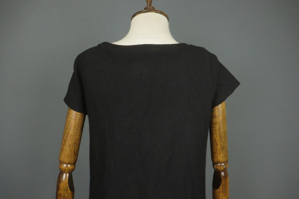 HANNES ROETHER Black 100% Wool Cap Sleeve Crew Neck Pullover Sheath Dress – Size S