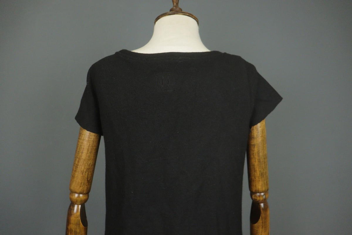 HANNES ROETHER Black 100% Wool Cap Sleeve Crew Neck Pullover Sheath Dress – Size S