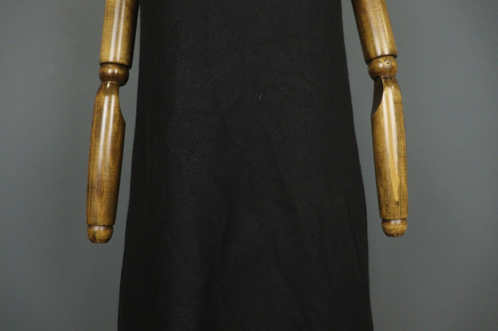 HANNES ROETHER Black 100% Wool Cap Sleeve Crew Neck Pullover Sheath Dress – Size S