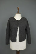 FABIANA FILIPPI Gray Merino Wool Long Sleeve Open Front Cardigan Sweater – Size 44