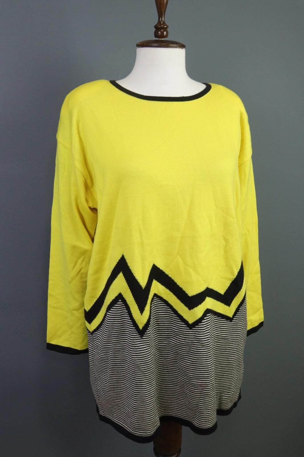 ESCADA Yellow Wool Long Sleeve A-Line Geometric Shift Midi Dress – Size 38