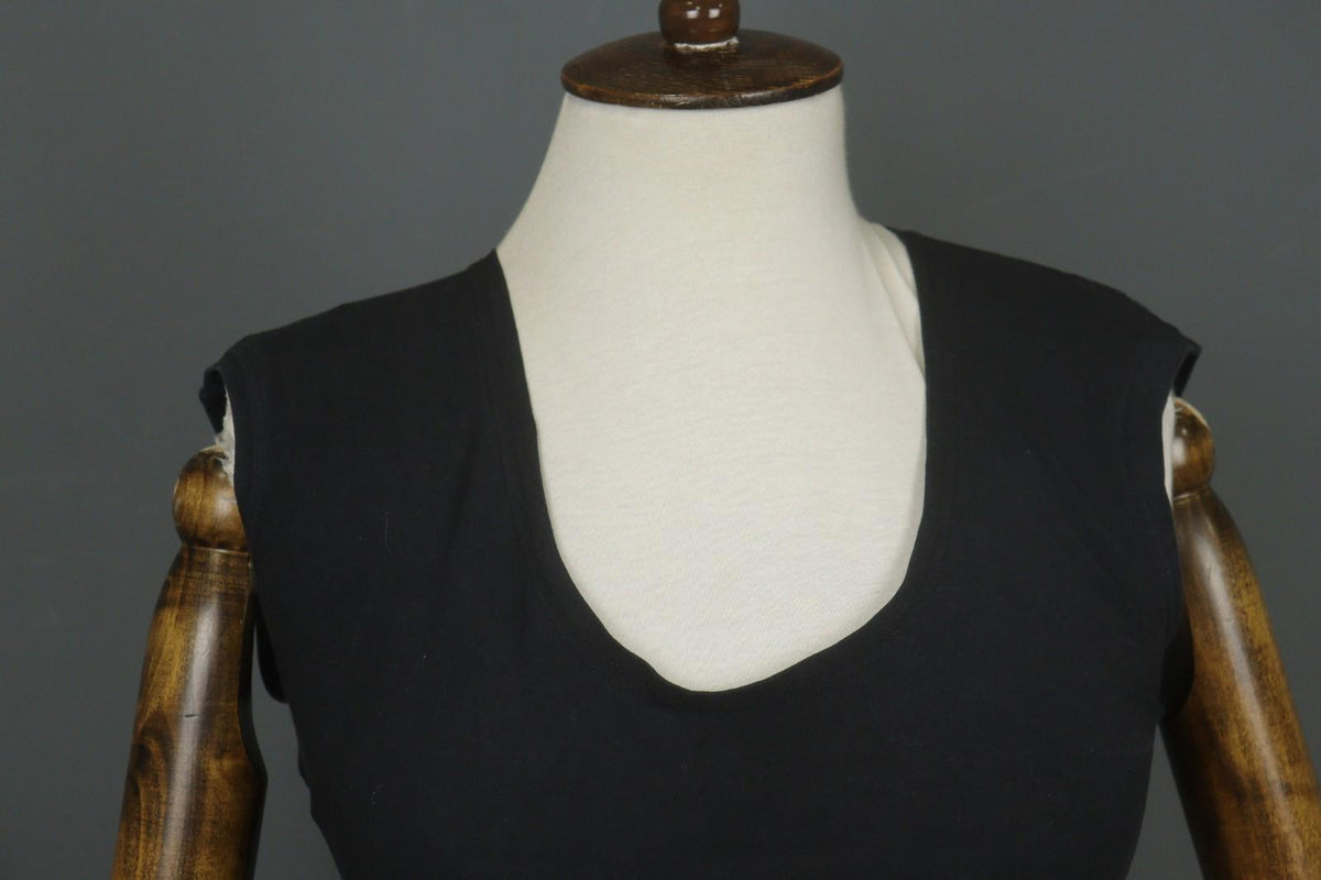 GUDRUN SJODEN Black Organic Cotton Scoop Neck Sleeveless Bodycon Dress – Size S