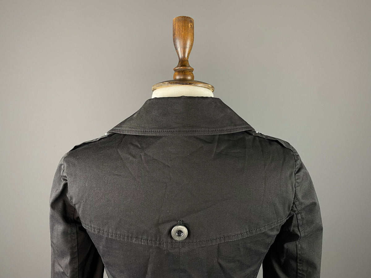 Pinko Black Cotton Double Breasted Belted Trench Coat – Size US 4 GB 8 IT 40