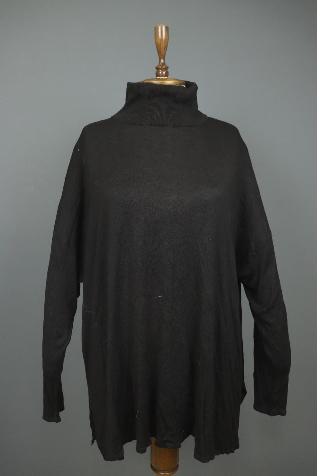 RUNDHOLZ Black 100& Cotton Long Sleeve Mock Neck Pullover Tunic Top – Size L