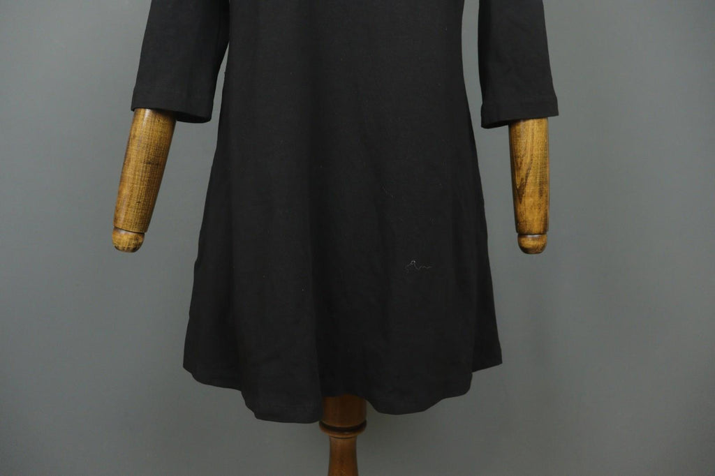 GUDRUN SJODEN Black Cotton Long Sleeve Round Neck Pullover Shift Dress – Size M