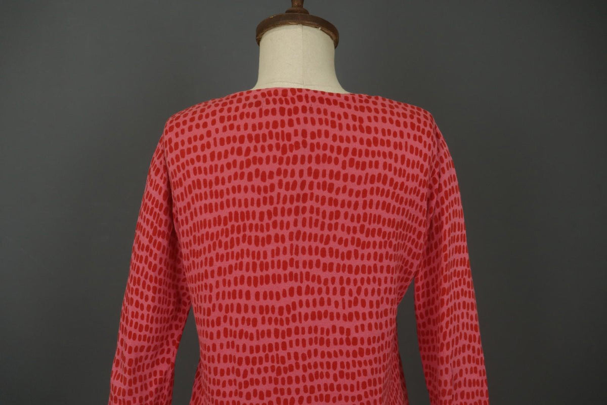 GUDRUN SJODEN Red Dotted Round Neck Long Sleeve Button Front Shirt Top – Size S