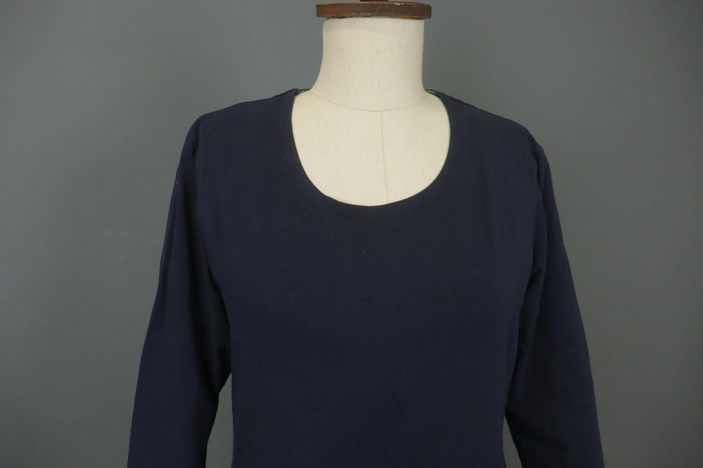 GUDRUN SJODEN Navy Cotton Long Sleeve Round Neck Pullover Blouse Top – Size L