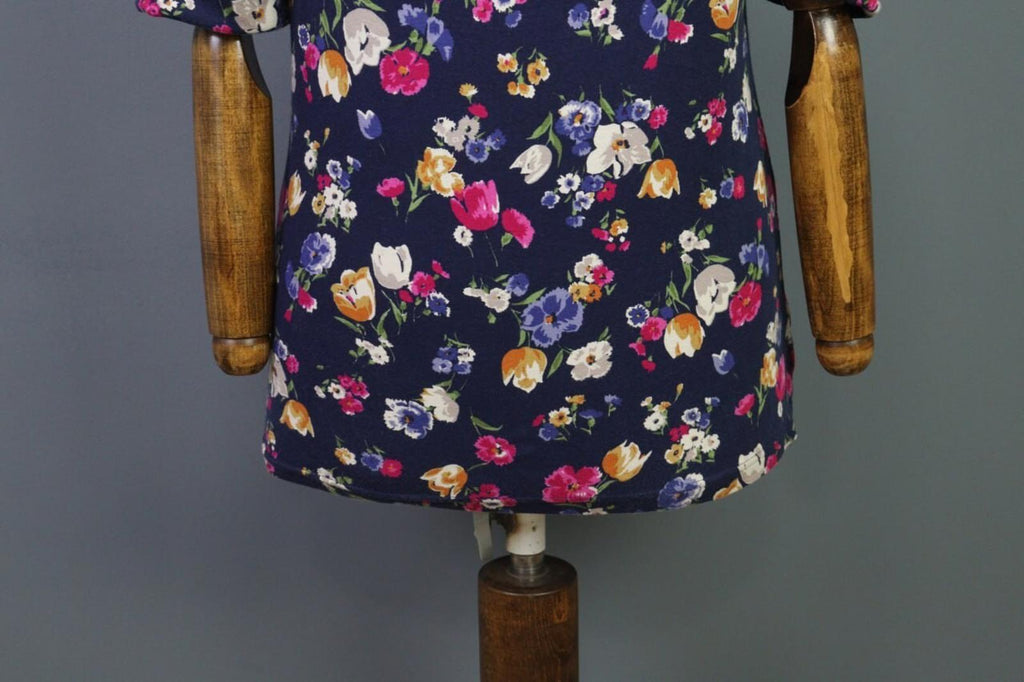RALPH LAUREN BLACK LABEL Blue Floral 3/4 Sleeve Stretch Blouse Top – Size S