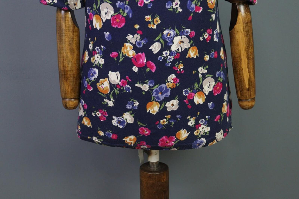 RALPH LAUREN BLACK LABEL Blue Floral 3/4 Sleeve Stretch Blouse Top – Size S