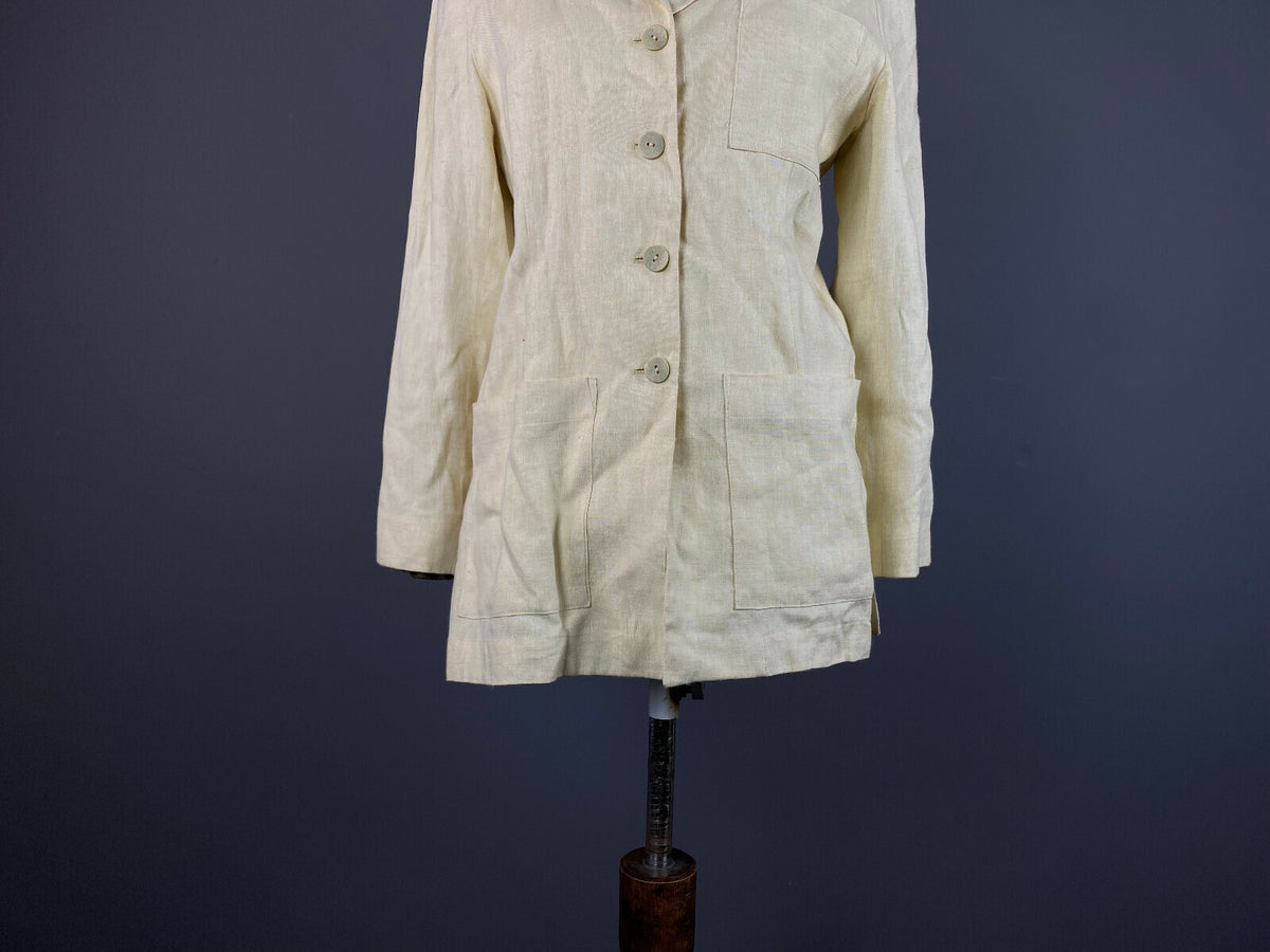 Kenzo Jungle Beige Button Down Blazer Jacket – Women's 38