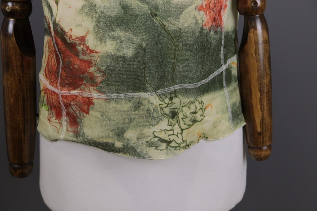 Elisa Cavaletti Green Floral Designer Short Sleeve Blouse Shirt – Size 46 / L